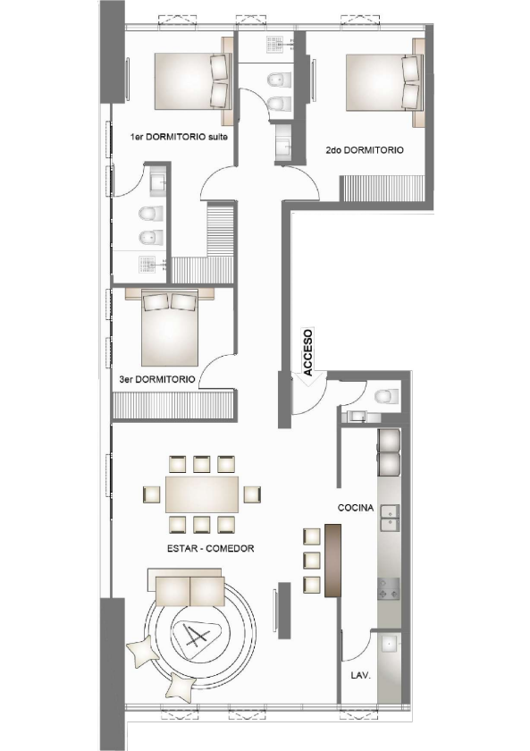 Plano 3 dormitorios C